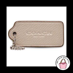 2.25" COACH NEW YORK Chalk White Pebbled Leather Fob Bag Charm Keychain Hang Tag